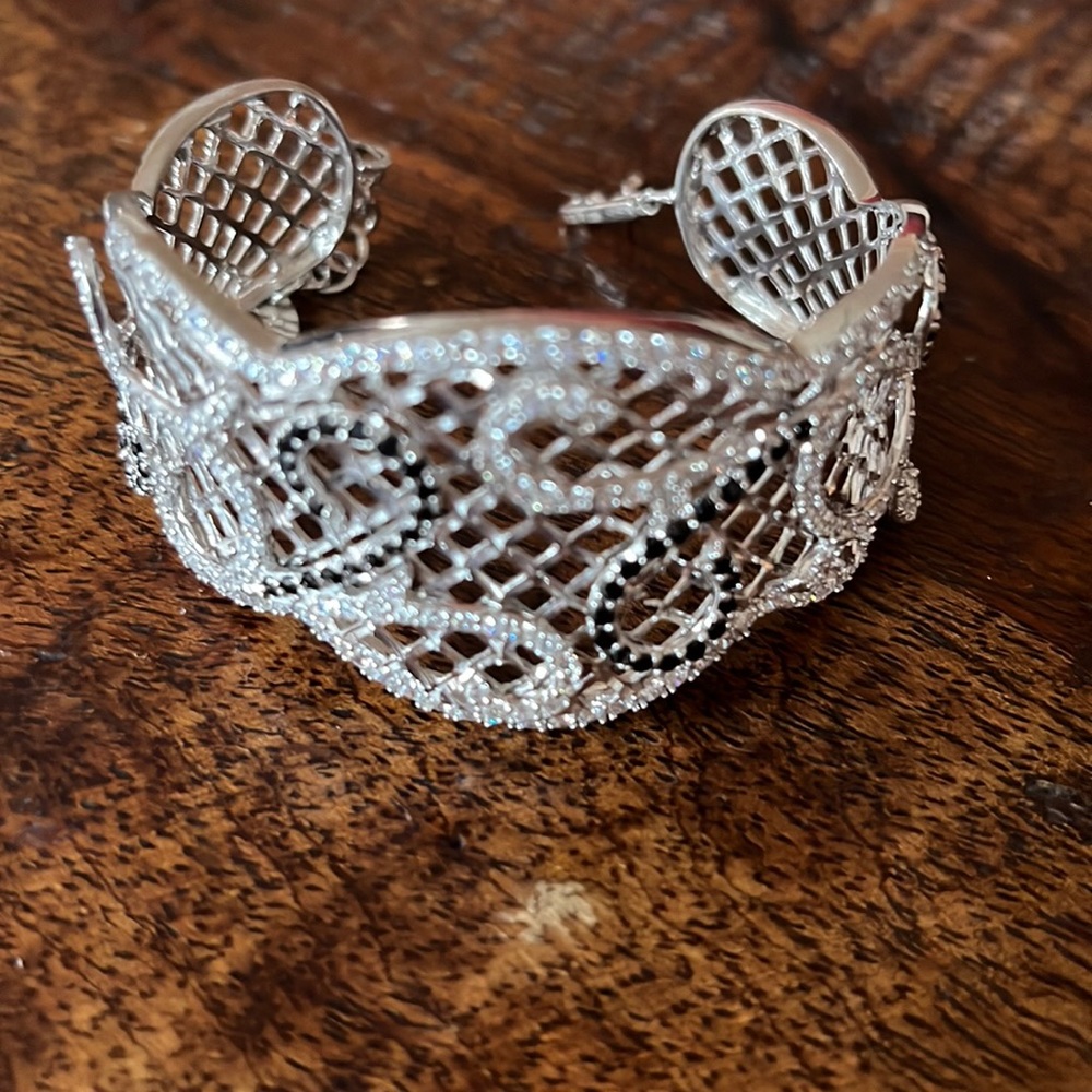 Silver filigree lace design cuff bracelet